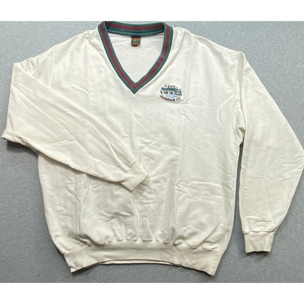VTG Cross Creek Heidelberg GC Pullover V-Neck Sweater Sz 2XL Distressed